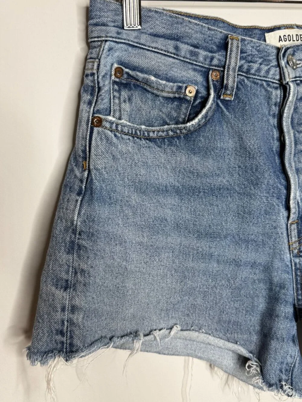 AGOLDE Parker Long Womens 27 Denim Shorts High Rise Cutoff Organic Cotton 90s